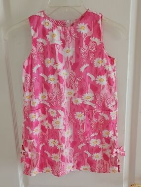 Lilly Pulitzer Girls Size 6 Pink White Butterfly And Floral Dress